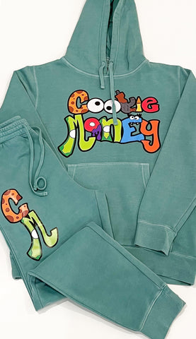 Green Cookie Money slim fit sweatsuit